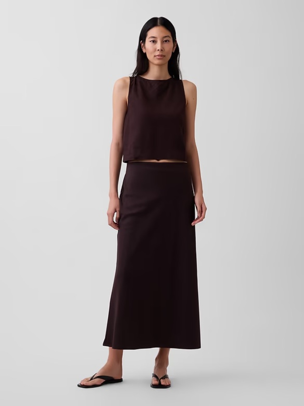 TALL GAP Linen-Blend Maxi Slip Skirt M Tall